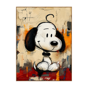 Black-Eared Cartoon Puppy on a Colorful Ground Wall Art | OILDECO