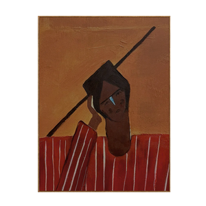 Angular Portrait in a Red Striped Shirt Wall Art | OILDECO