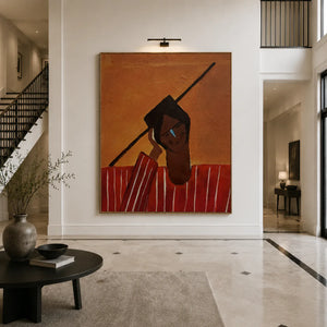 Angular Portrait in a Red Striped Shirt Wall Art styled interior scene 1 | OILDECO
