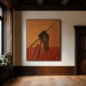 Angular Portrait in a Red Striped Shirt Wall Art styled interior scene 3 | OILDECO