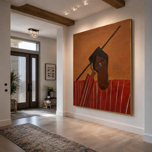 Angular Portrait in a Red Striped Shirt Wall Art styled interior scene 5 | OILDECO