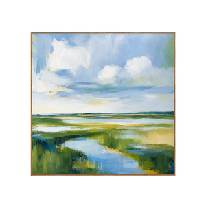 Clouds above a Winding Marsh Waterway Wall Art | OILDECO