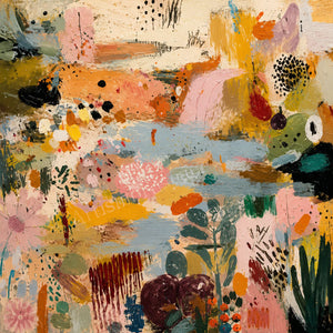 Pastel Garden Marks and Colorful Layers Wall Art artwork view | OILDECO