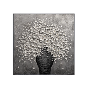 Silver Blossom Vase Wall Art | Oildeco