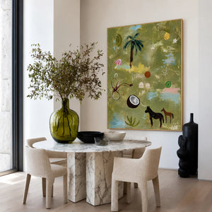 Palm Tree and Playful Tropical Motifs Wall Art styled interior scene 1 | OILDECO
