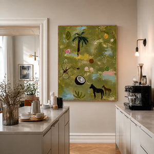 Palm Tree and Playful Tropical Motifs Wall Art styled interior scene 3 | OILDECO