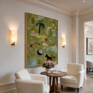 Palm Tree and Playful Tropical Motifs Wall Art styled interior scene 4 | OILDECO