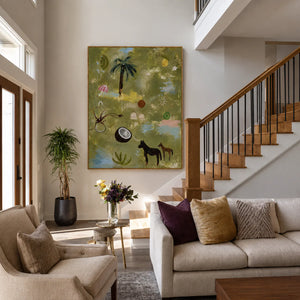 Palm Tree and Playful Tropical Motifs Wall Art styled interior scene 5 | OILDECO