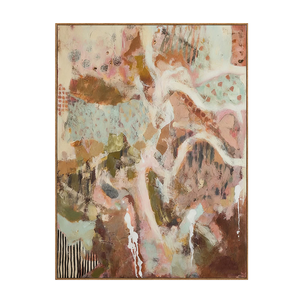 Winding Ivory Lines over Blush and Earth Abstract Wall Art | OILDECO