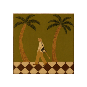 Guitar Stroll between Two Palm Trees Wall Art | OILDECO