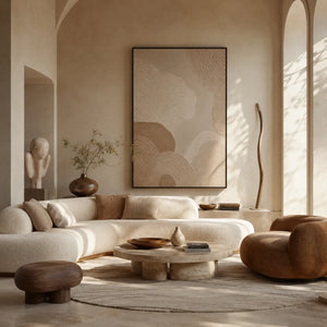 Sand Rings Textured Wall Art styled in a modern living room | Oildeco