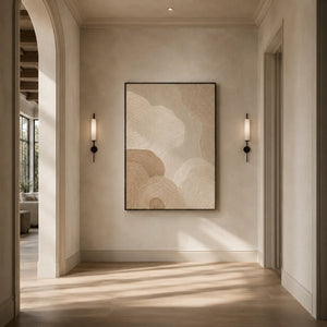 Sand Rings Textured Wall Art shown in a calm bedroom setting | Oildeco