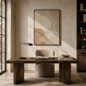 Sand Rings Textured Wall Art shown in a quiet home office | Oildeco