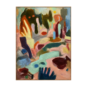 Mint Streams and Warm Color Gestures Abstract Wall Art | OILDECO