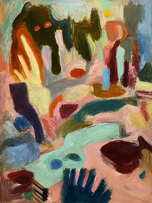 Mint Streams and Warm Color Gestures Abstract Wall Art artwork view | OILDECO