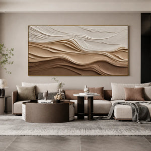 Ivory and Sand Dune Layers Panoramic Wall Art styled interior scene 2 | OILDECO