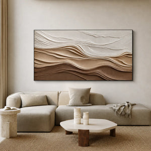 Ivory and Sand Dune Layers Panoramic Wall Art styled interior scene 5 | OILDECO