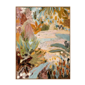 Pastel Botanical Layers in Aqua and Ochre Wall Art | OILDECO