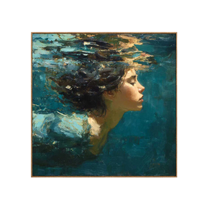 Teal Reverie Underwater Portrait Wall Art | OILDECO