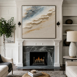 Blue Tide and Sculpted Foam Coastal Wall Art styled interior scene 1 | OILDECO