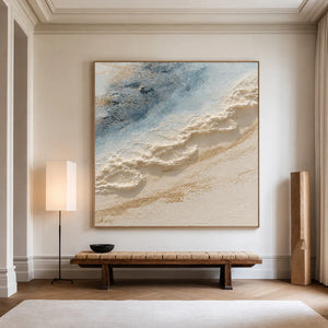 Blue Tide and Sculpted Foam Coastal Wall Art styled interior scene 2 | OILDECO
