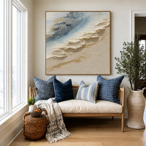 Blue Tide and Sculpted Foam Coastal Wall Art styled interior scene 4 | OILDECO