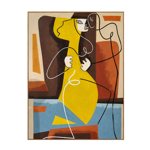 Golden Embrace Abstract Figure Wall Art | OILDECO