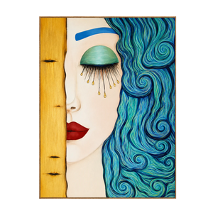 Turquoise Curls and Golden Tears Portrait Wall Art | OILDECO