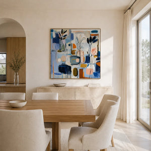 Blue Studio Floral Wall Art styled in a contemporary entryway | Oildeco