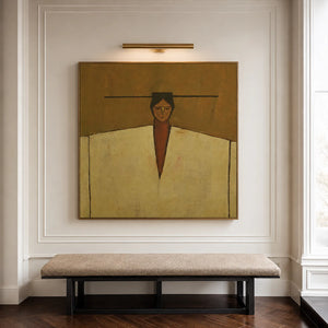 Ochre Poise with Broad Cream Shoulders Wall Art styled interior scene 2 | OILDECO