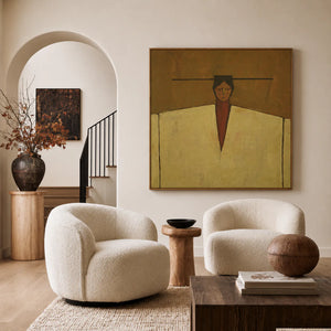 Ochre Poise with Broad Cream Shoulders Wall Art styled interior scene 3 | OILDECO