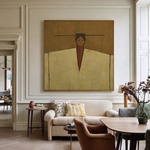 Ochre Poise with Broad Cream Shoulders Wall Art styled interior scene 4 | OILDECO