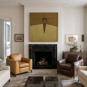 Ochre Poise with Broad Cream Shoulders Wall Art styled interior scene 5 | OILDECO