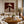 Ivory Hat and Burgundy Stripes Portrait Wall Art styled interior scene 4 | OILDECO