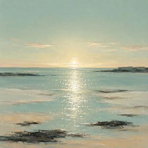Original artwork view of Sunlit Tide Coastal Wall Art | Oildeco