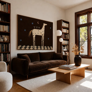 Spotted Horse with Three Cocktails under Stars Wall Art styled interior scene 1 | OILDECO