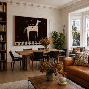 Spotted Horse with Three Cocktails under Stars Wall Art styled interior scene 3 | OILDECO