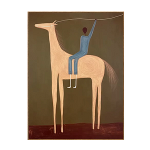 Blue Rider and Golden Long-Legged Horse Wall Art | OILDECO