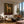 Blue Rider and Golden Long-Legged Horse Wall Art styled interior scene 3 | OILDECO