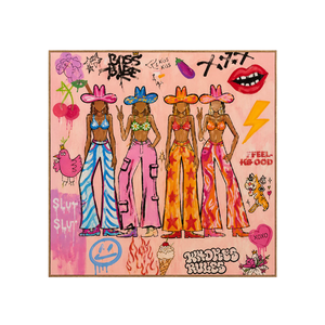 Four Colorful Cowgirls in Pink Graffiti Wall Art | OILDECO