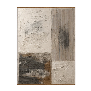 Ivory and Charcoal Patchwork Texture Wall Art | OILDECO