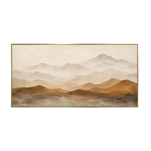 Ochre Foothills and Misty Mountain Layers Wall Art | OILDECO