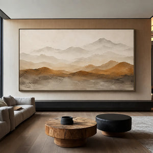 Ochre Foothills and Misty Mountain Layers Wall Art styled interior scene 5 | OILDECO