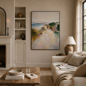 Cliffside Path Coastal Wall Art shown in a quiet home office | Oildeco