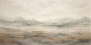Quiet Taupe Valley and Distant Mountain Haze Wall Art artwork view | OILDECO