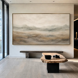 Quiet Taupe Valley and Distant Mountain Haze Wall Art styled interior scene 5 | OILDECO