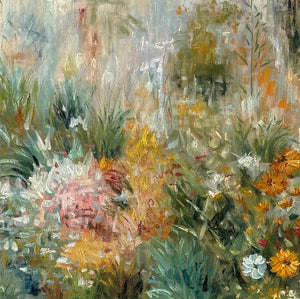 Wild Garden in Sage and Marigold Wall Art artwork view | OILDECO
