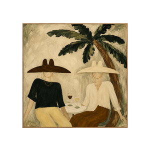 Palm Shade Conversation with Wine Glasses Wall Art | OILDECO