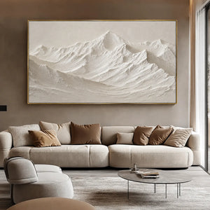 Sculpted Ivory Mountain Panorama Wall Art styled interior scene 2 | OILDECO
