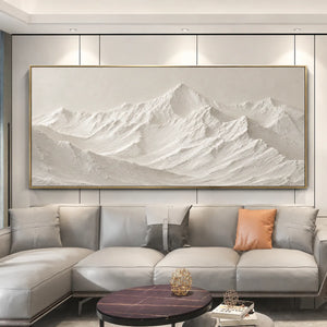 Sculpted Ivory Mountain Panorama Wall Art styled interior scene 3 | OILDECO